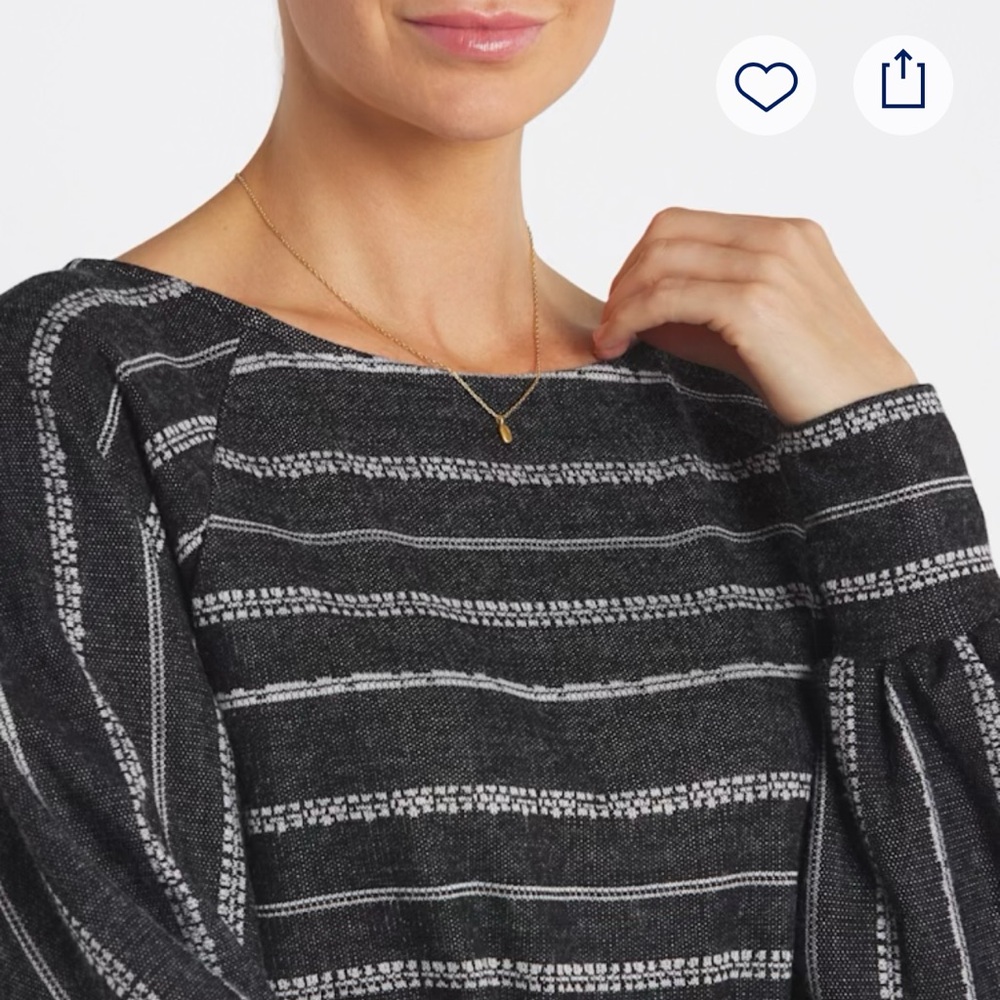 Stitch Fix Black and White Bobeau Jaquard Raglan Top size Large NWOT